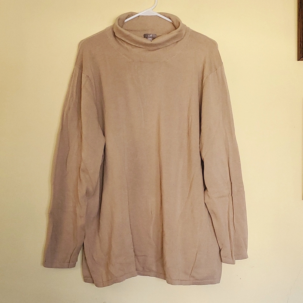 J. Jill Tan Cotton Turtleneck Sweater Size 4X